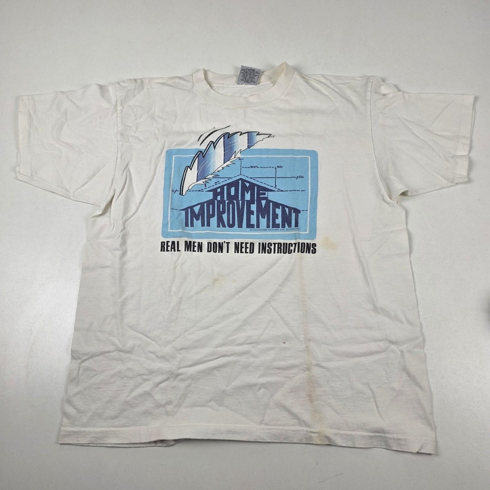 Vintage Stanley Desantis Home Improvement Shirt Mens XL White TV Show Slogan 90s